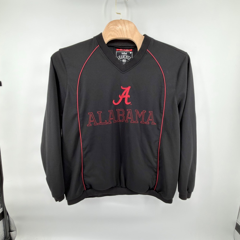 Franchise Club Pullover Mens XL Black Red Alabama Crimson Tide V-Neck Windshirt